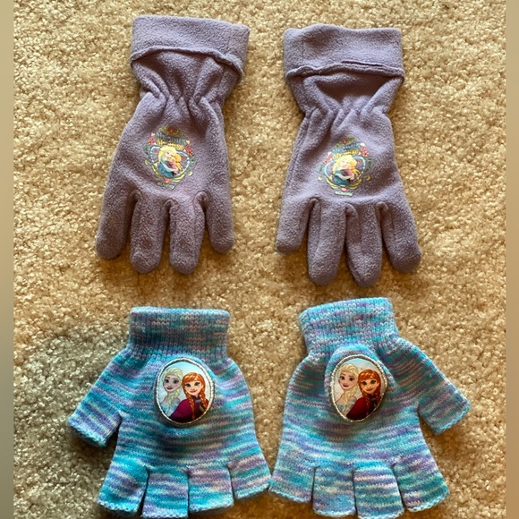 Girls Frozen Elsa & Anna fleece gloves size xs - Picture 5 of 10